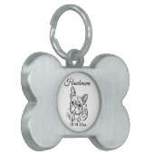 Boston Terrier Line Art Personalized Tag ペットネームタグ (正面左)
