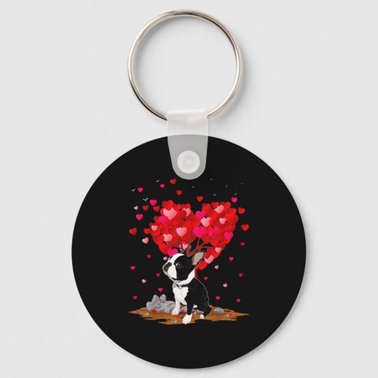 Boston Terrier Lover Heart Shape Boston Terrier Va キーホルダー (正面)