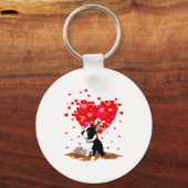 Boston Terrier Lover Heart Shape Boston Terrier Va キーホルダー (正面)