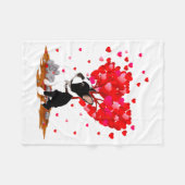 Boston Terrier Lover Heart Shape Boston Terrier Va フリースブランケット (正面(横))