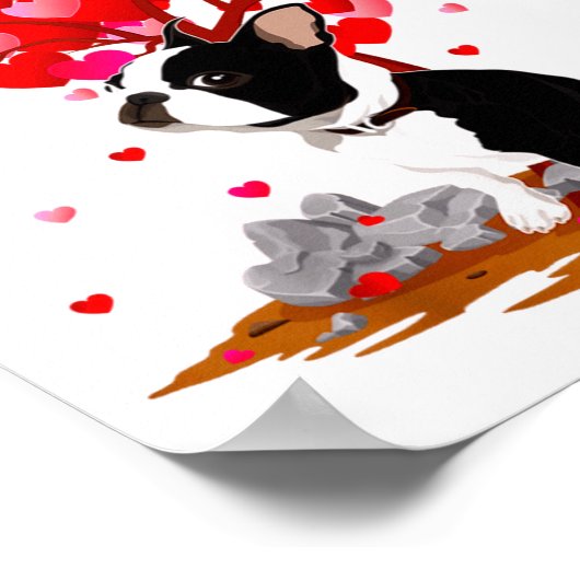 Boston Terrier Lover Heart Shape Boston Terrier Va ポスター (角)
