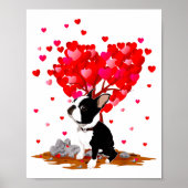 Boston Terrier Lover Heart Shape Boston Terrier Va ポスター (正面)