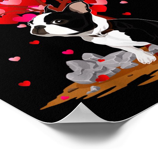 Boston Terrier Lover Heart Shape Boston Terrier Va ポスター (角)