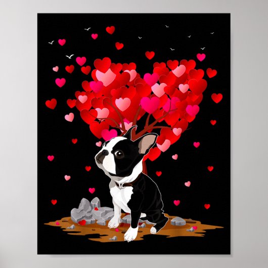 Boston Terrier Lover Heart Shape Boston Terrier Va ポスター (正面)