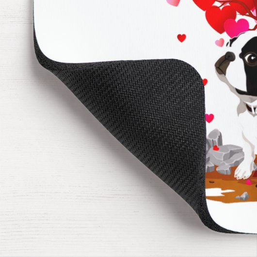 Boston Terrier Lover Heart Shape Boston Terrier Va マウスパッド (コーナー)