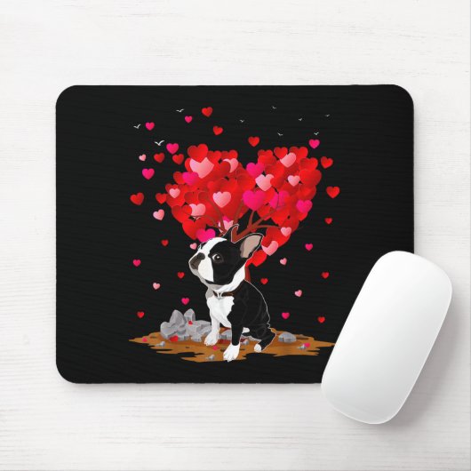 Boston Terrier Lover Heart Shape Boston Terrier Va マウスパッド (マウス)
