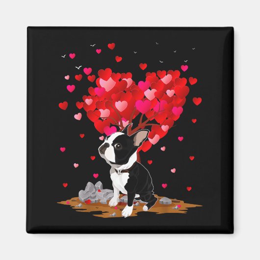 Boston Terrier Lover Heart Shape Boston Terrier Va マグネット (正面)