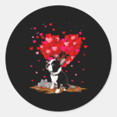 Boston Terrier Lover Heart Shape Boston Terrier Va ラウンドシール (正面)