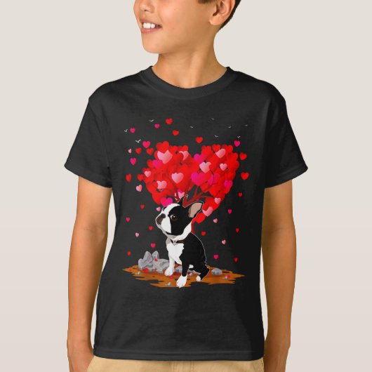 Boston Terrier Lover Heart Shape Boston Terrier Va Tシャツ (正面)