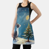 Boston Terrier Midnight Star-Gazing Christmas エプロン (インサイチュ)