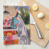 Boston Terrier Mixed Media Dog Kitchen Towel キッチンタオル (四つ折り)