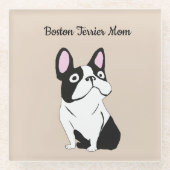 Boston terrier mom ガラスコースター (正面)