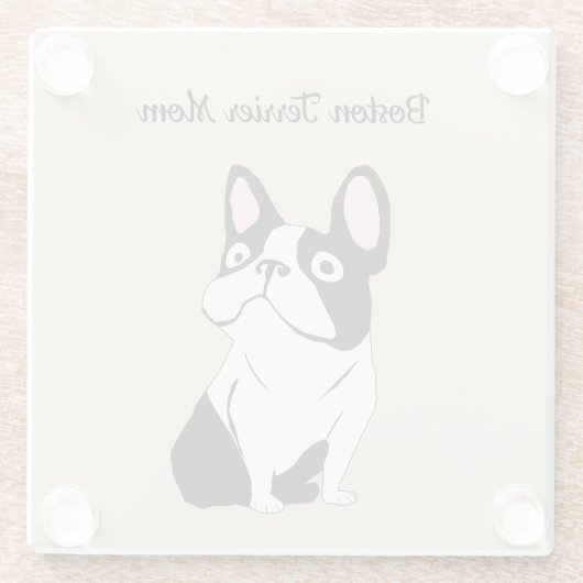Boston terrier mom ガラスコースター (裏面)