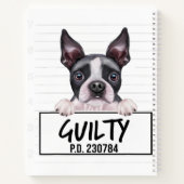 Boston Terrier Mugshot Guilty Dog ノートブック (裏面)
