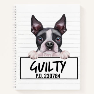 Boston Terrier Mugshot Guilty Dog ノートブック