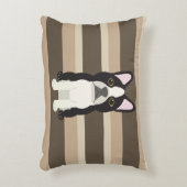 Boston Terrier Neutral striped  アクセントクッション (正面(垂直))