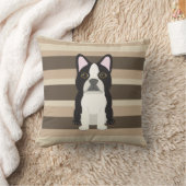 Boston Terrier Neutral striped  クッション (ブランケット)