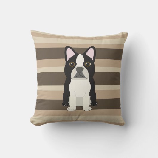 Boston Terrier Neutral striped  クッション (正面)