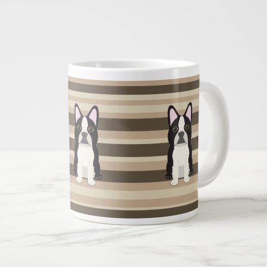 Boston Terrier Neutral striped ジャンボコーヒーマグカップ (正面右)