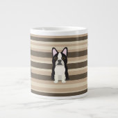 Boston Terrier Neutral striped ジャンボコーヒーマグカップ (正面)