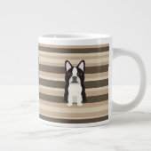 Boston Terrier Neutral striped ジャンボコーヒーマグカップ (右)