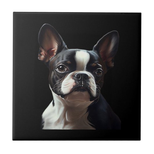Boston Terrier - Oil Paint Classic T-Shirt タイル (正面)