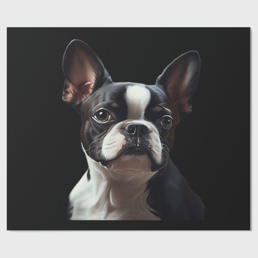 Boston Terrier - Oil Paint Classic T-Shirt ラッピングペーパー (フラット)