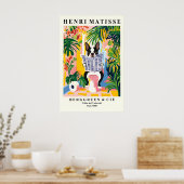 Boston Terrier on a Toilet Art - Funny Bathroom ポスター (キッチン)