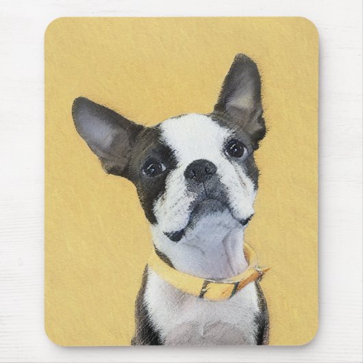 Boston Terrier Painting - Cute Original Dog Art マウスパッド (正面)