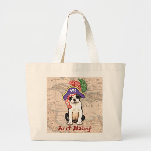 Boston Terrier Pirate ラージトートバッグ (正面)