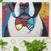 Boston Terrier Pop Art Kitchen Towel キッチンタオル (折り畳み)