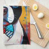Boston Terrier Pop Art Kitchen Towel キッチンタオル (四つ折り)