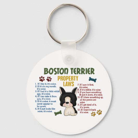 Boston Terrier Property Laws 4 キーホルダー (正面)