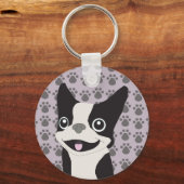 Boston Terrier, Purple lavender キーホルダー (正面)