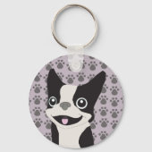 Boston Terrier, Purple lavender キーホルダー (裏面)