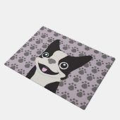 Boston Terrier, Purple lavender ドアマット (アングル)