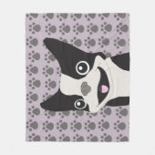 Boston Terrier, Purple lavender フリースブランケット (正面)