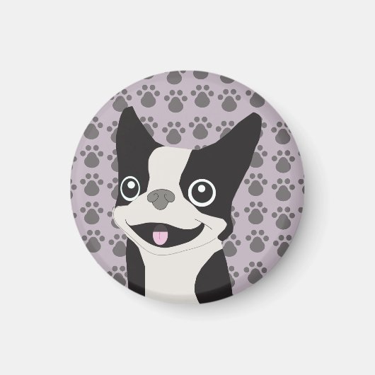 Boston Terrier, Purple lavender マグネット (正面)