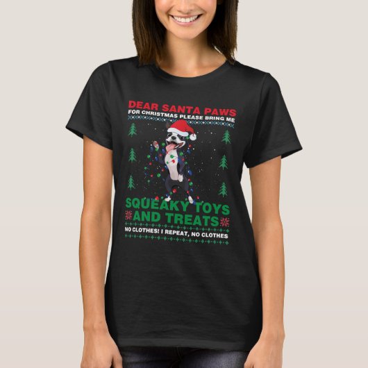 Boston Terrier Santa Hat Xmas Light Bring Me Squea Tシャツ (正面)