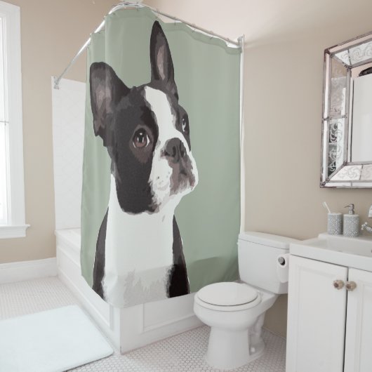 Boston Terrier Shower Curtain シャワーカーテン (インサイチュ)