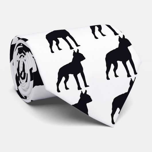 Boston Terrier Silhouette ネクタイ (ロール)