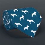 Boston Terrier Silhouettes Pattern Blue and White ネクタイ<br><div class="desc">This original Boston Terrier pattern neck tie makes a great gift for dog dads! Available in a variety of colors, this cool tie makes a statement for anyone who loves a Boston. An awesome gift for the guy who wears a tie for business, or for special events like holiday programs,...</div>