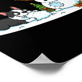Boston Terrier Snowman Christmas Tree Xmas Womens  ポスター (角)