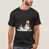 Boston Terrier Snowman Christmas Tree Xmas Womens  Tシャツ (正面)