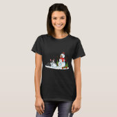 Boston Terrier Snowman Christmas Tree Xmas Womens Tシャツ (正面フル)