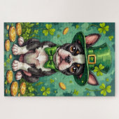 Boston Terrier St Patrick’s Day Funny Lucky Dog ジグソーパズル (横)