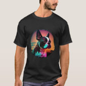 Boston Terrier Synthwave 80s Retrowave Aesthetic   Tシャツ (正面)