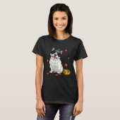 Boston Terrier Thanksgiving Costume Pilgrim Turkey Tシャツ (正面フル)
