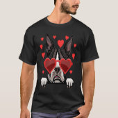 Boston Terrier valentines day Heart Couples Dog Tシャツ (正面)