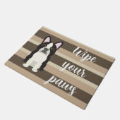 Boston Terrier Wipe your paws Neutral striped  ドアマット (アングル)
